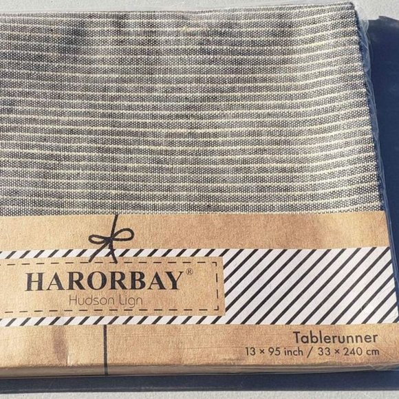 Grey Striped Linen Table Runner 13 x 95 Cloth Rustic Country Eco-Friendly New - Picture 6 of 7